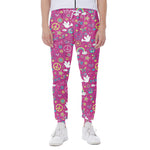 Girly Peace Sign And Love Pattern Print Scuba Joggers