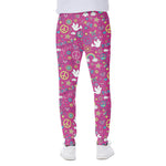 Girly Peace Sign And Love Pattern Print Scuba Joggers