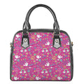Girly Peace Sign And Love Pattern Print Shoulder Handbag