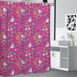 Girly Peace Sign And Love Pattern Print Shower Curtain