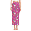 Girly Peace Sign And Love Pattern Print Side Slit Maxi Skirt