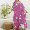 Girly Peace Sign And Love Pattern Print Silk V-Neck Kaftan Dress