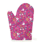 Girly Peace Sign And Love Pattern Print Single Oven Mitt