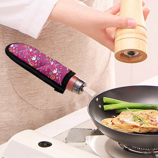 Girly Peace Sign And Love Pattern Print Skillet Handle Cover