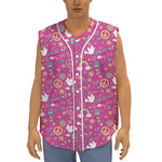 Girly Peace Sign And Love Pattern Print Sleeveless Baseball Jersey