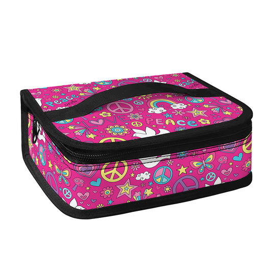 Girly Peace Sign And Love Pattern Print Small Lunch Bag