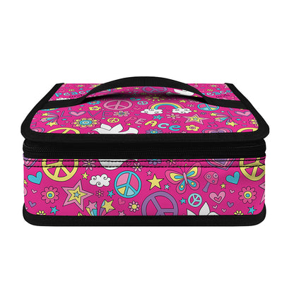 Girly Peace Sign And Love Pattern Print Small Lunch Bag