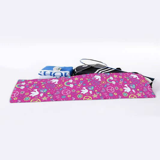 Girly Peace Sign And Love Pattern Print Sports Towel