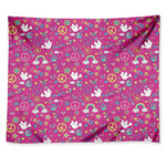Girly Peace Sign And Love Pattern Print Tapestry