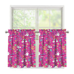 Girly Peace Sign And Love Pattern Print Tier Curtains