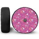 Girly Peace Sign And Love Pattern Print Tire Cover With Camera Hole