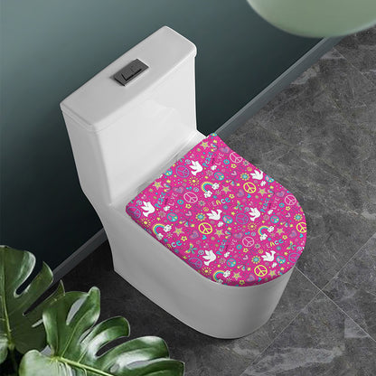 Girly Peace Sign And Love Pattern Print Toilet Lid Cover