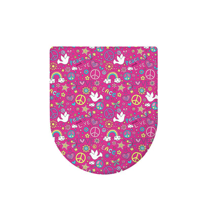 Girly Peace Sign And Love Pattern Print Toilet Lid Cover