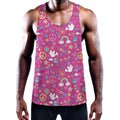 Girly Peace Sign And Love Pattern Print Men's Workout Tank Top