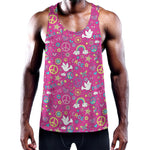 Girly Peace Sign And Love Pattern Print Training Tank Top