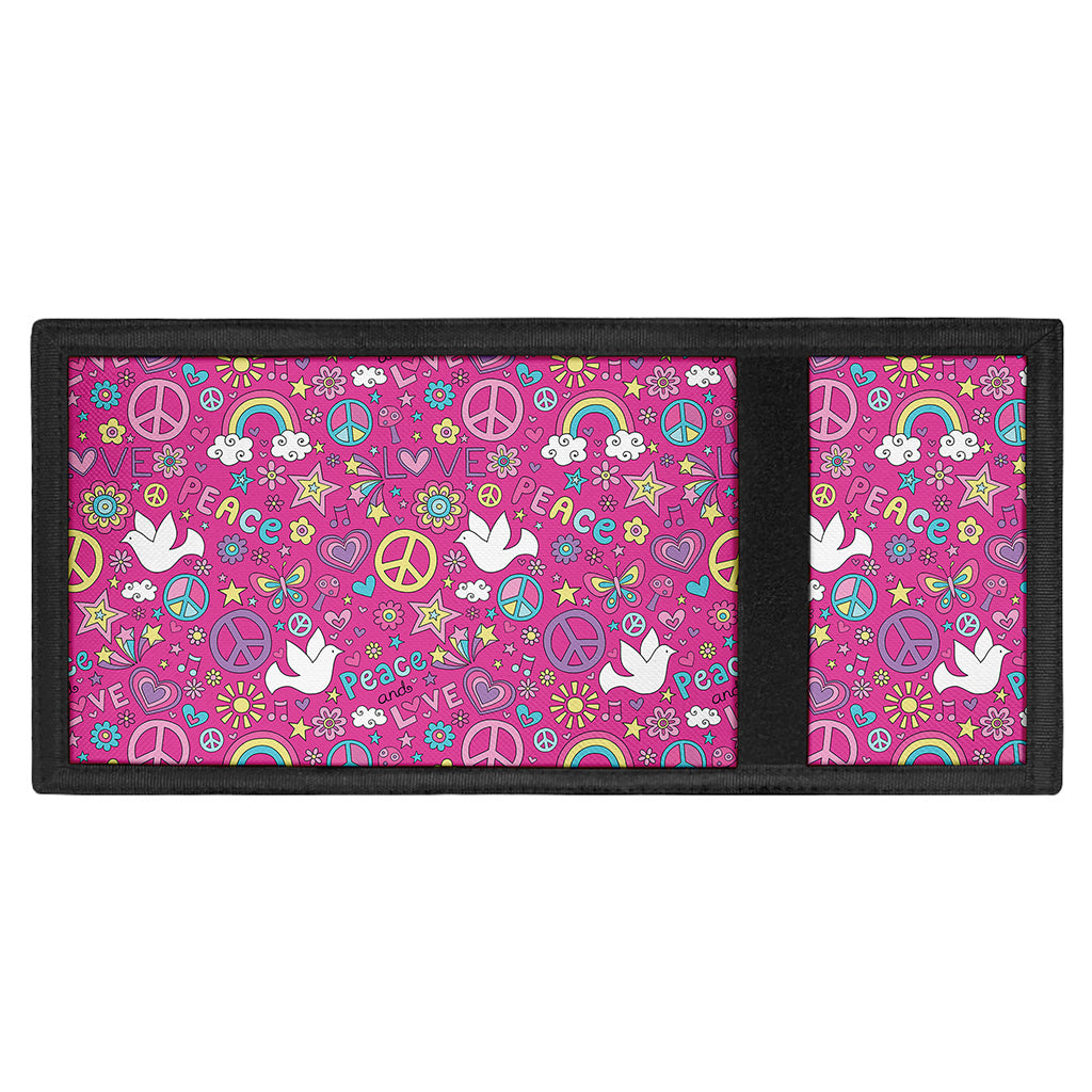 Girly Peace Sign And Love Pattern Print Trifold Wallet