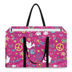 Girly Peace Sign And Love Pattern Print Utility Tote Bag