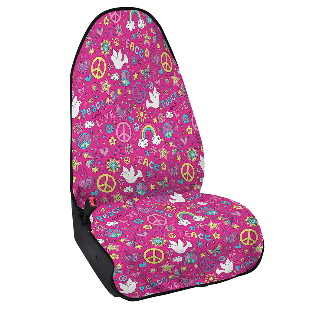 Girly Peace Sign And Love Pattern Print Waterproof Car Seat Cover