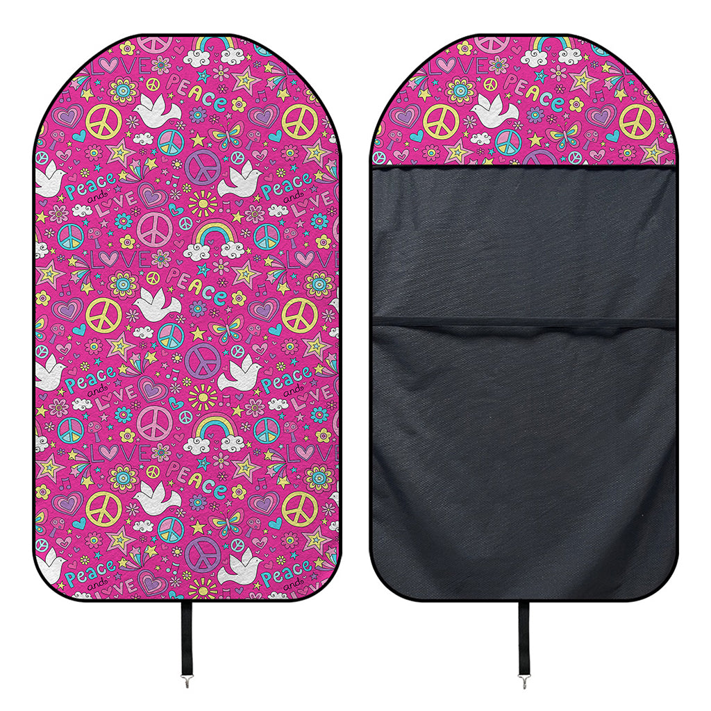 Girly Peace Sign And Love Pattern Print Waterproof Car Seat Cover
