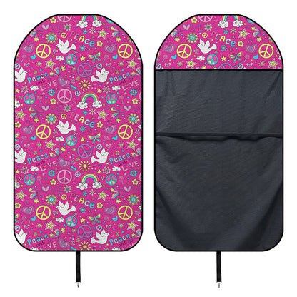 Girly Peace Sign And Love Pattern Print Waterproof Car Seat Cover