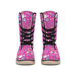 Girly Peace Sign And Love Pattern Print Winter Boots