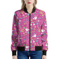 Girly Peace Sign And Love Pattern Print Women's Bomber Jacket