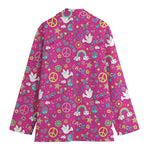 Girly Peace Sign And Love Pattern Print Women's Cotton Blazer