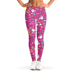 Girly Peace Sign And Love Pattern Print Women's Leggings