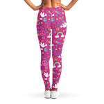 Girly Peace Sign And Love Pattern Print Women's Leggings