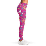 Girly Peace Sign And Love Pattern Print Women's Leggings