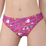 Girly Peace Sign And Love Pattern Print Women's Panties