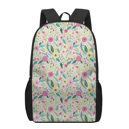 Girly Spring Flower Pattern Print 17 Inch Backpack