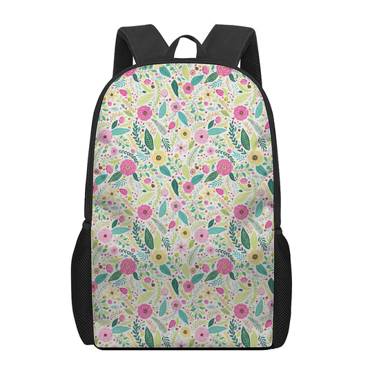 Girly Spring Flower Pattern Print 17 Inch Backpack