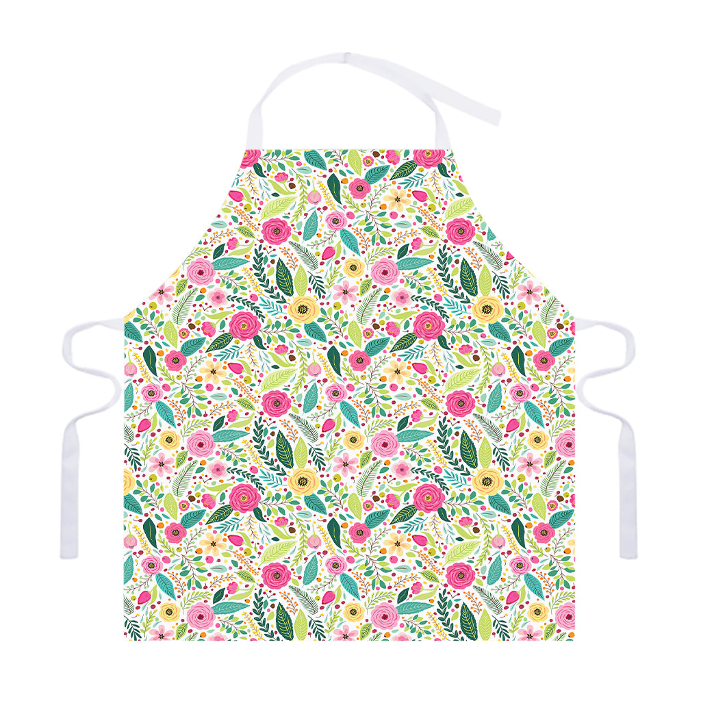 Girly Spring Flower Pattern Print Adjustable Apron