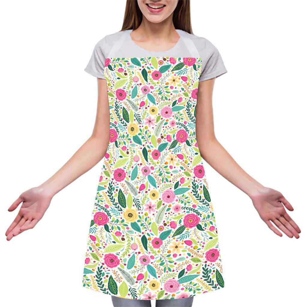 Girly Spring Flower Pattern Print Adjustable Apron