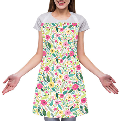 Girly Spring Flower Pattern Print Adjustable Apron