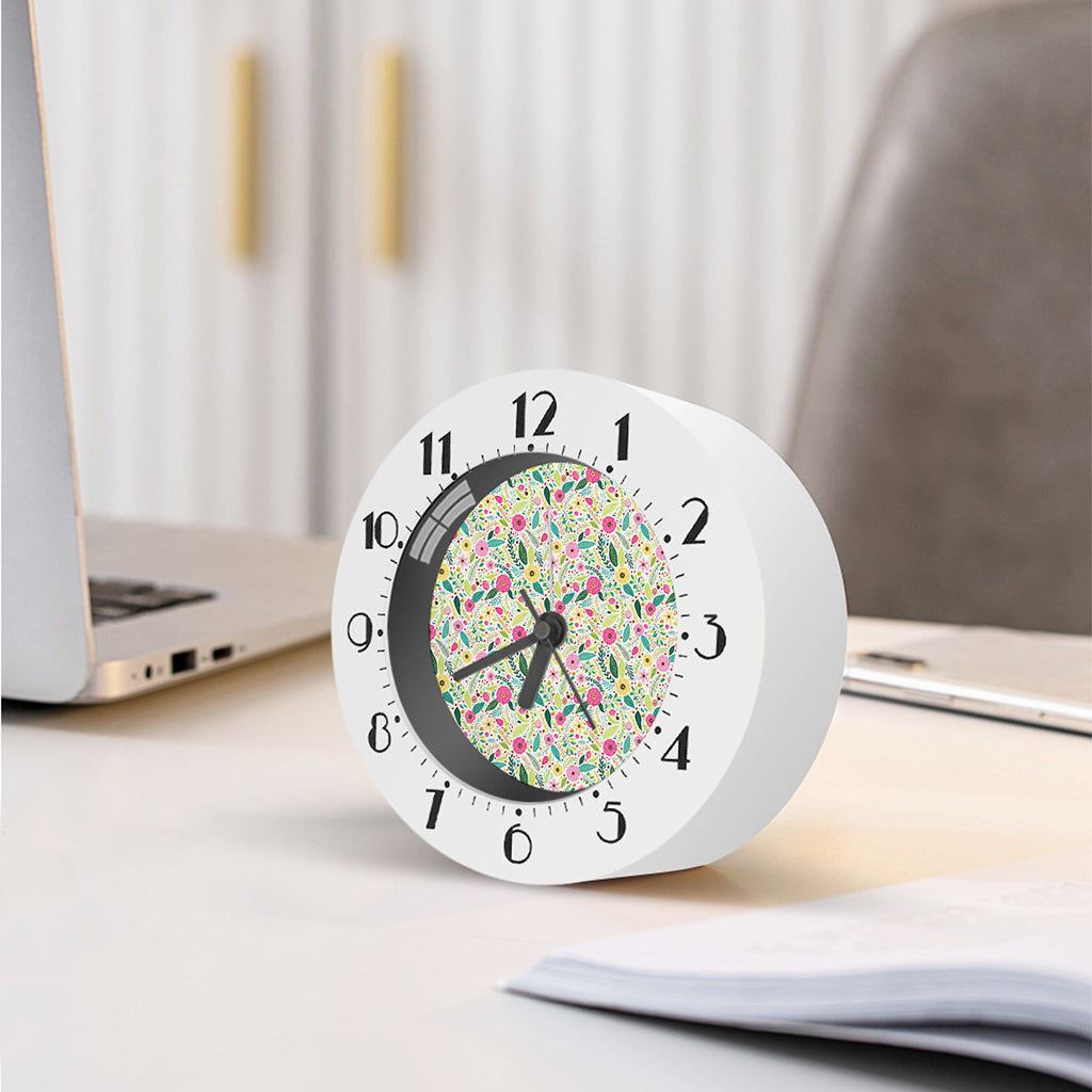 Girly Spring Flower Pattern Print Alarm Clock