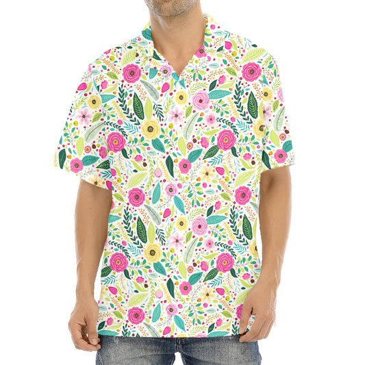 Girly Spring Flower Pattern Print Aloha Shirt