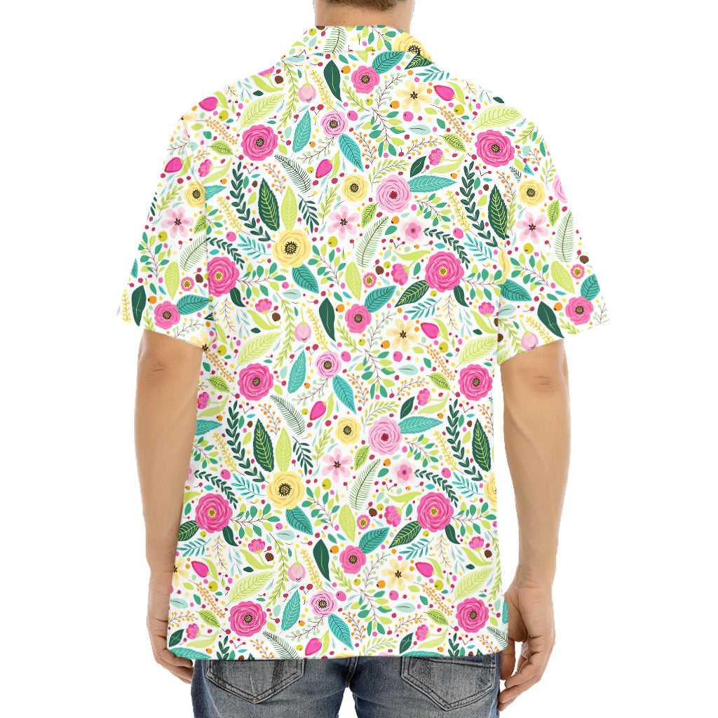 Girly Spring Flower Pattern Print Aloha Shirt