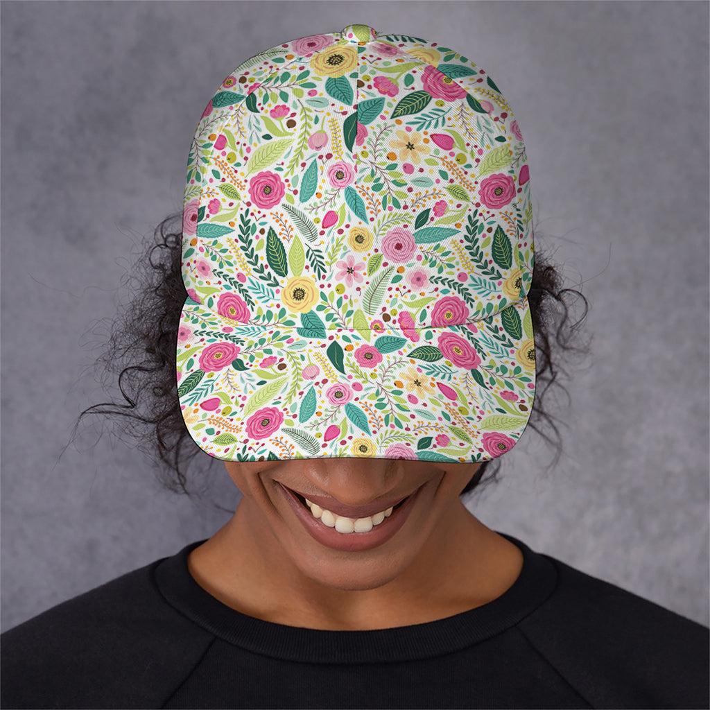 Girly Spring Flower Pattern Print Baseball Cap