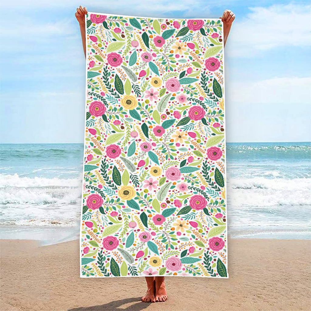 Girly Spring Flower Pattern Print Beach Towel