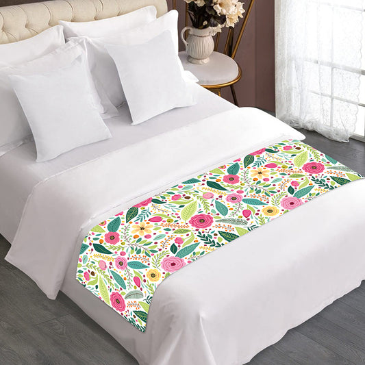 Girly Spring Flower Pattern Print Bed Runner