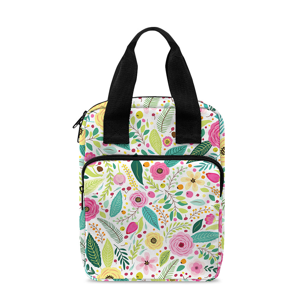 Girly Spring Flower Pattern Print Bible Tote Bag