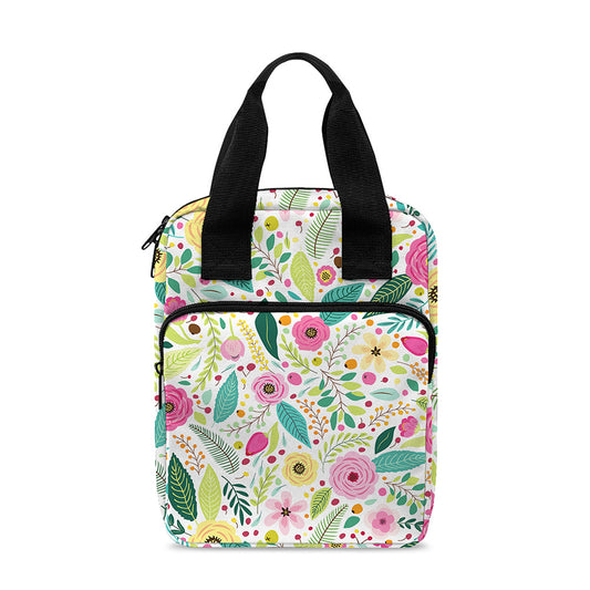 Girly Spring Flower Pattern Print Bible Tote Bag