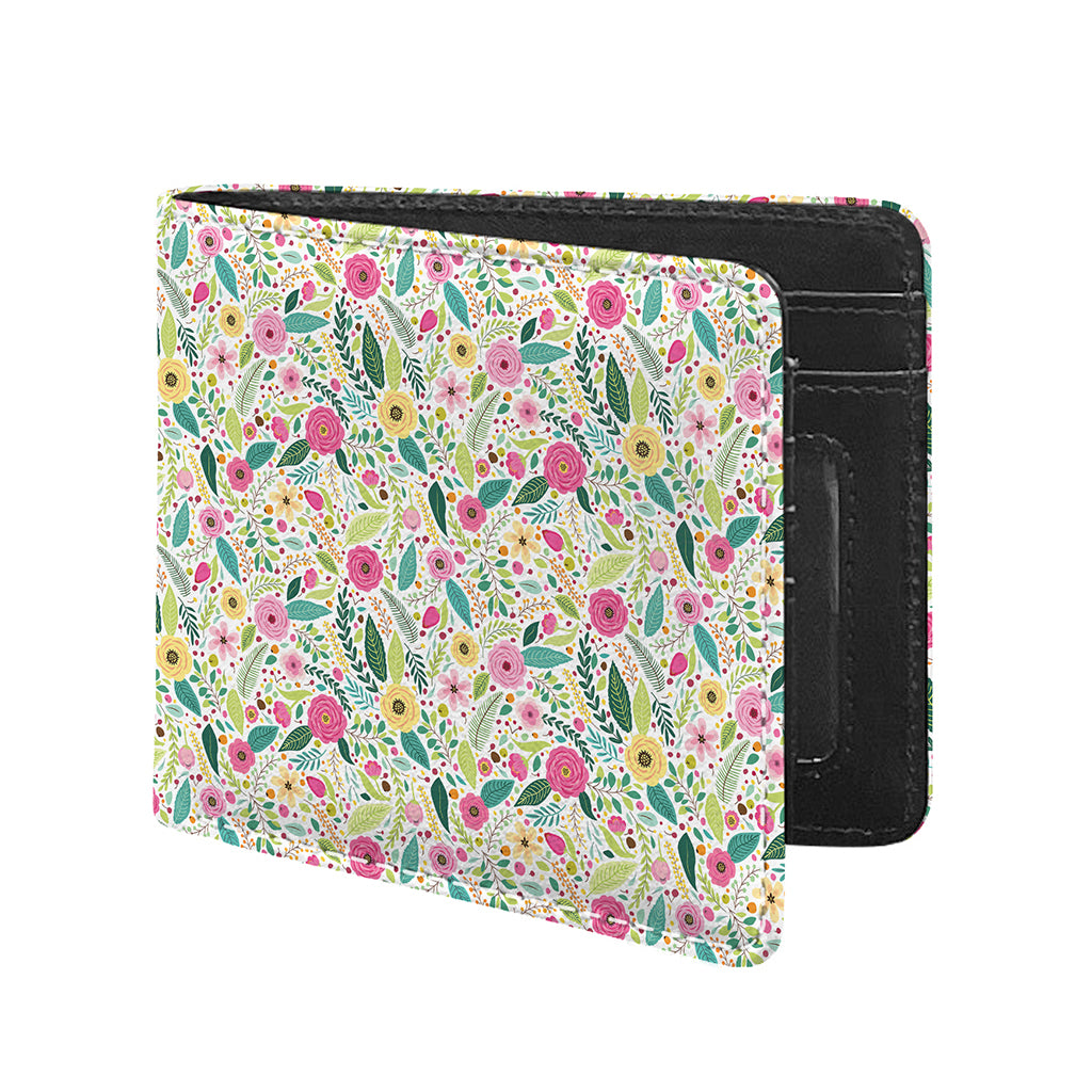 Girly Spring Flower Pattern Print Bifold Wallet