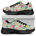 Girly Spring Flower Pattern Print Black Chunky Shoes
