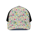 Girly Spring Flower Pattern Print Black Mesh Trucker Hat