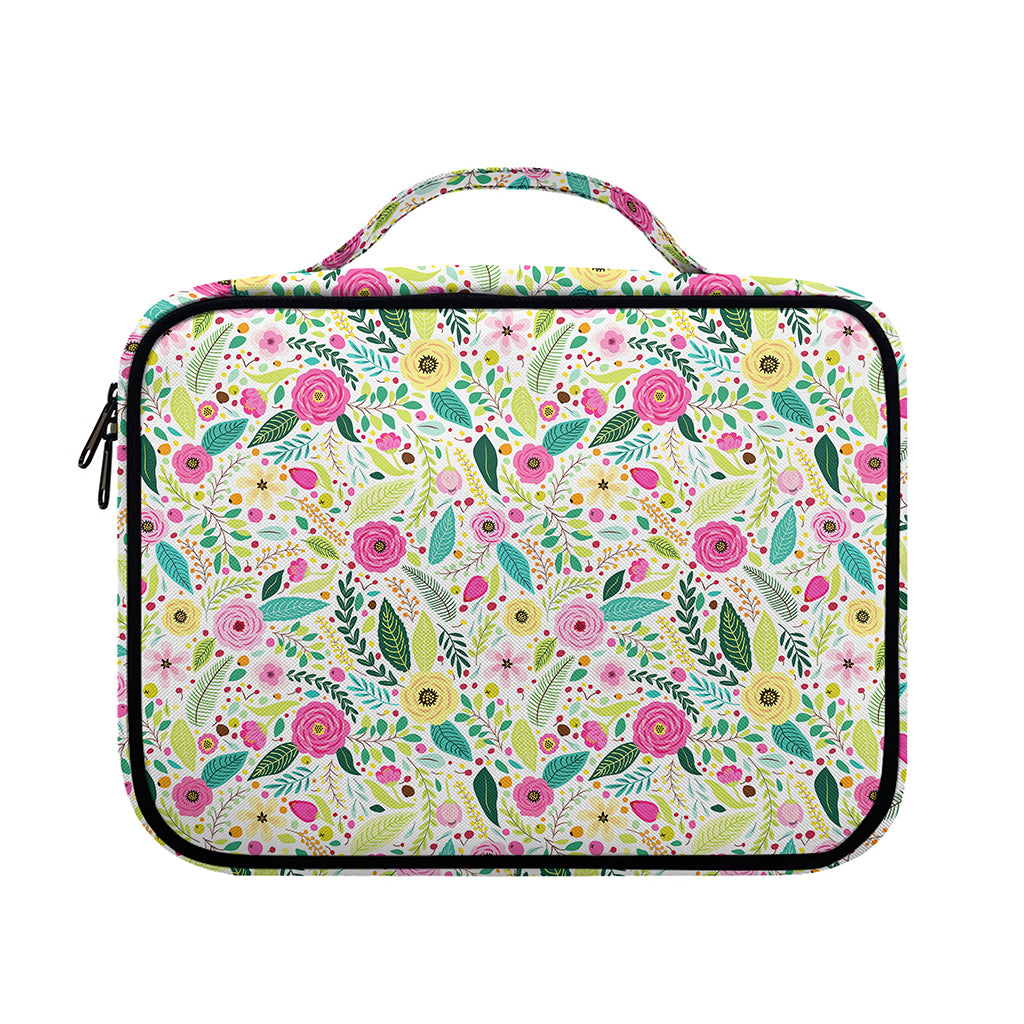 Girly Spring Flower Pattern Print Briefcase Bible Bag