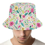 Girly Spring Flower Pattern Print Bucket Hat