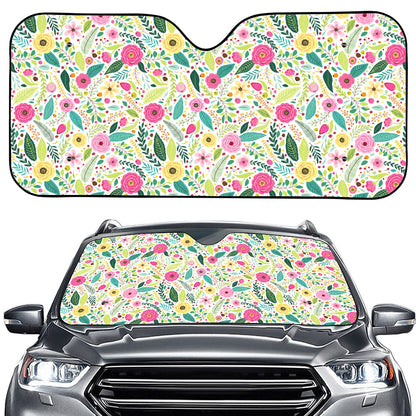 Girly Spring Flower Pattern Print Car Windshield Sun Shade